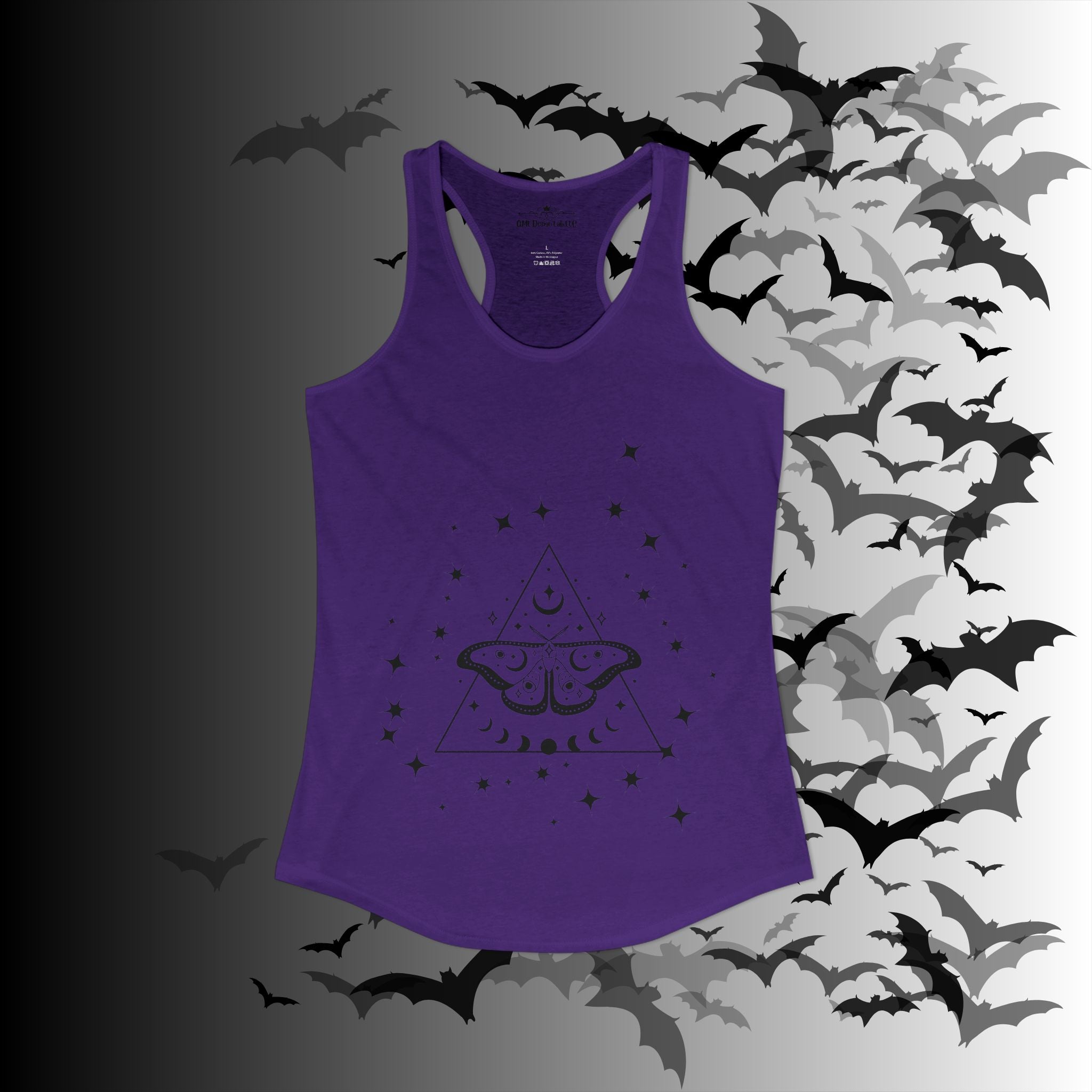 Gothic Luna Moth Celestial Pyramid Tank Top — Witchy Racerback Shirt