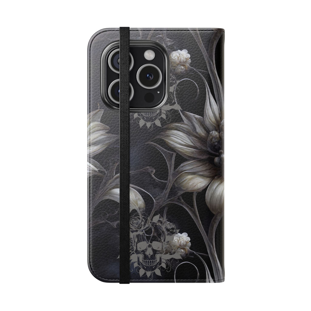 Goth Botanical Flip Wallet Case for iPhone and Samsung Galaxy Phones