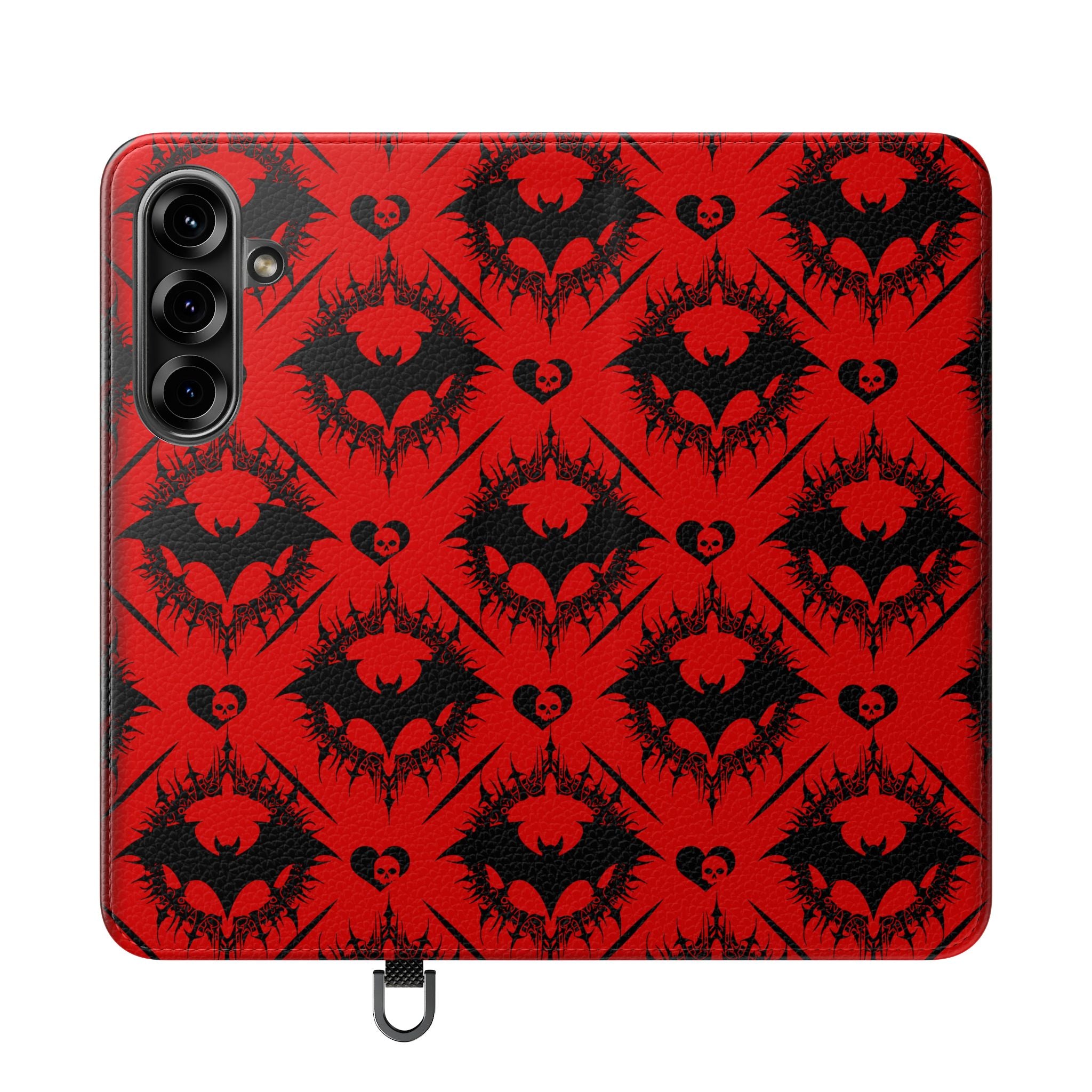 Gothic Bat Wallet Flip Case - Elegant Goth Phone Wallet - Bat Pattern Flip Case - Gothic Phone Case - Stylish Wallet Phone Case