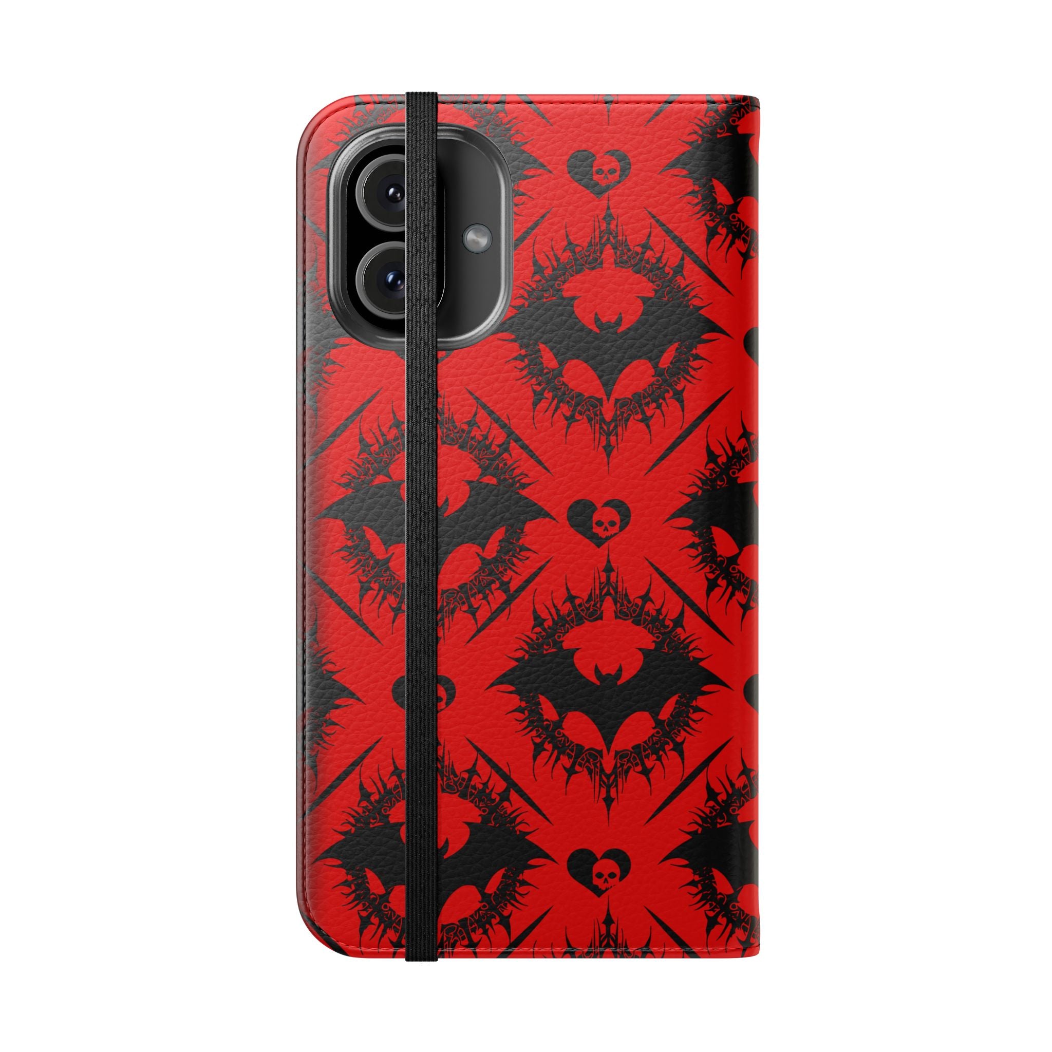 Gothic Bat Wallet Flip Case - Elegant Goth Phone Wallet - Bat Pattern Flip Case - Gothic Phone Case - Stylish Wallet Phone Case