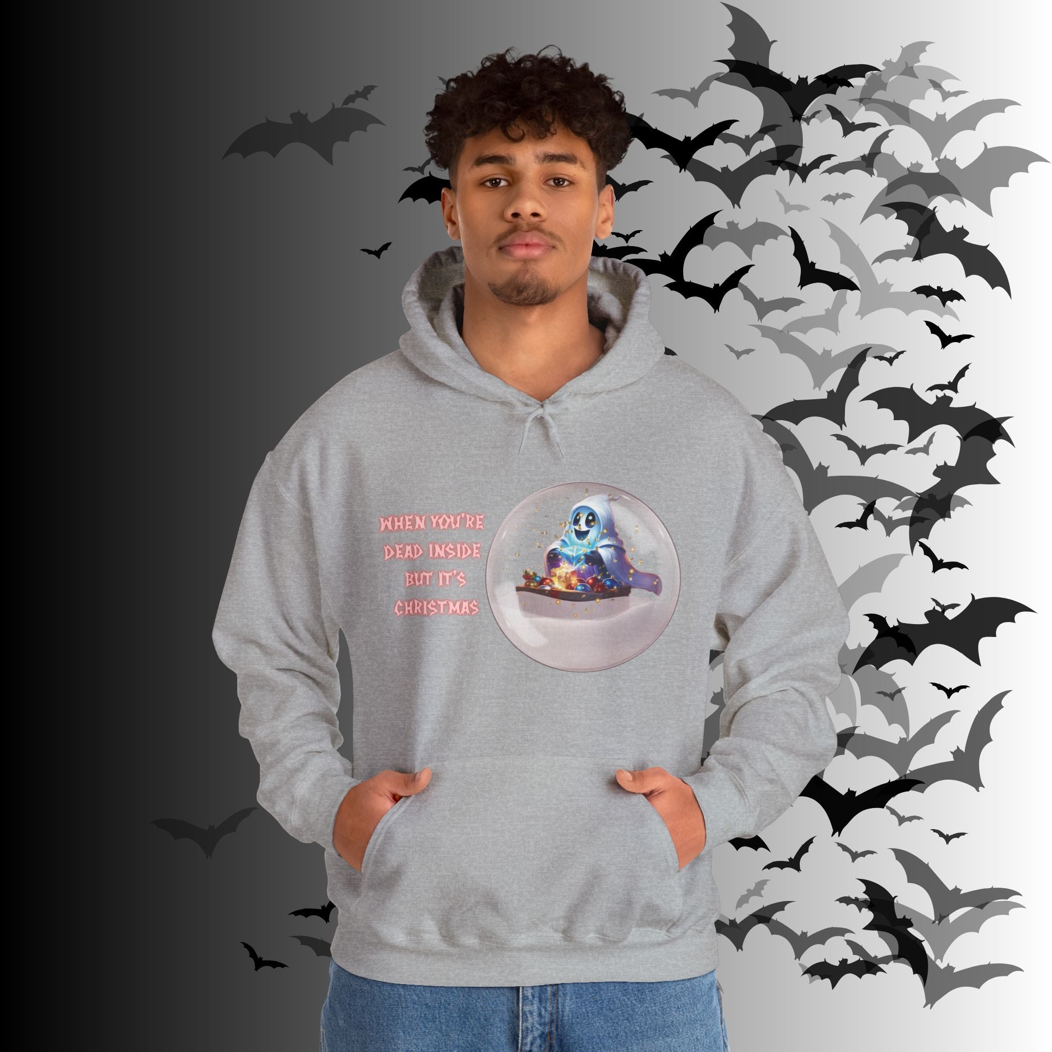 When You're Dead Inside But It's Christmas Hoodie — Ghost Snow Globe Pullover