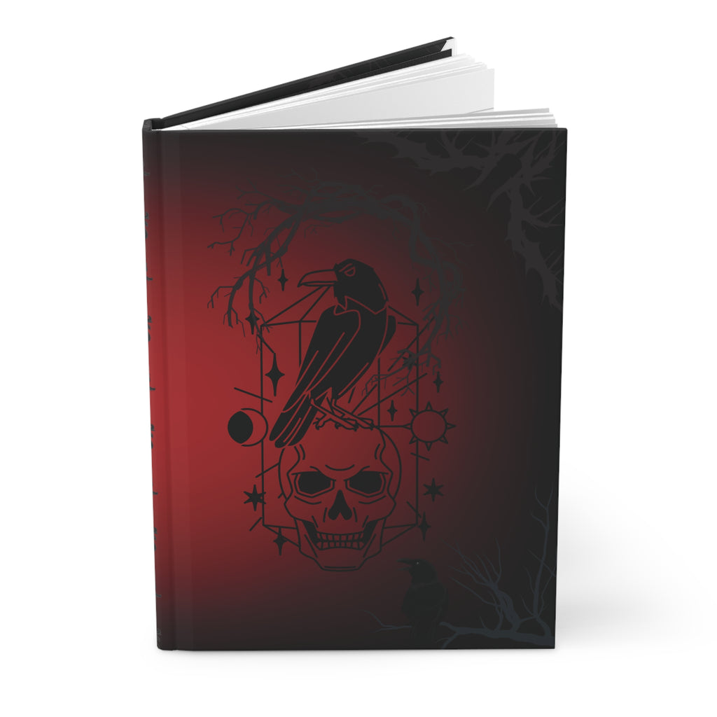 Gothic Raven & Skull Journal — Crimson Dark Academia Hardcover Spell Book
