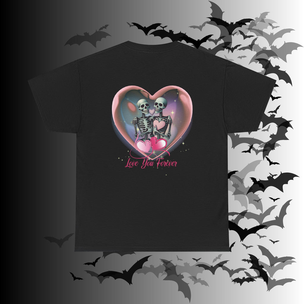"Love You Forever" Gothic Skeleton Couples T-Shirt — Goth Valentine's Day Matching Tee