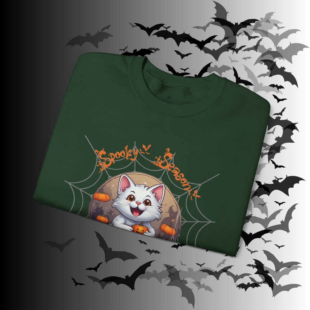 Spooky Season Cat Crewneck Sweatshirt — Kawaii Halloween Pumpkin
