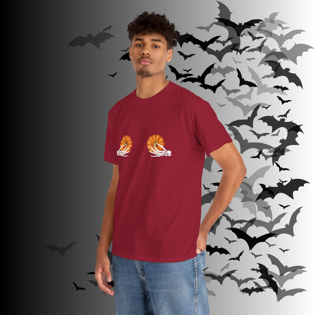 Skeleton Hands Pumpkin Halloween T-Shirt — Funny Spooky Season Tee