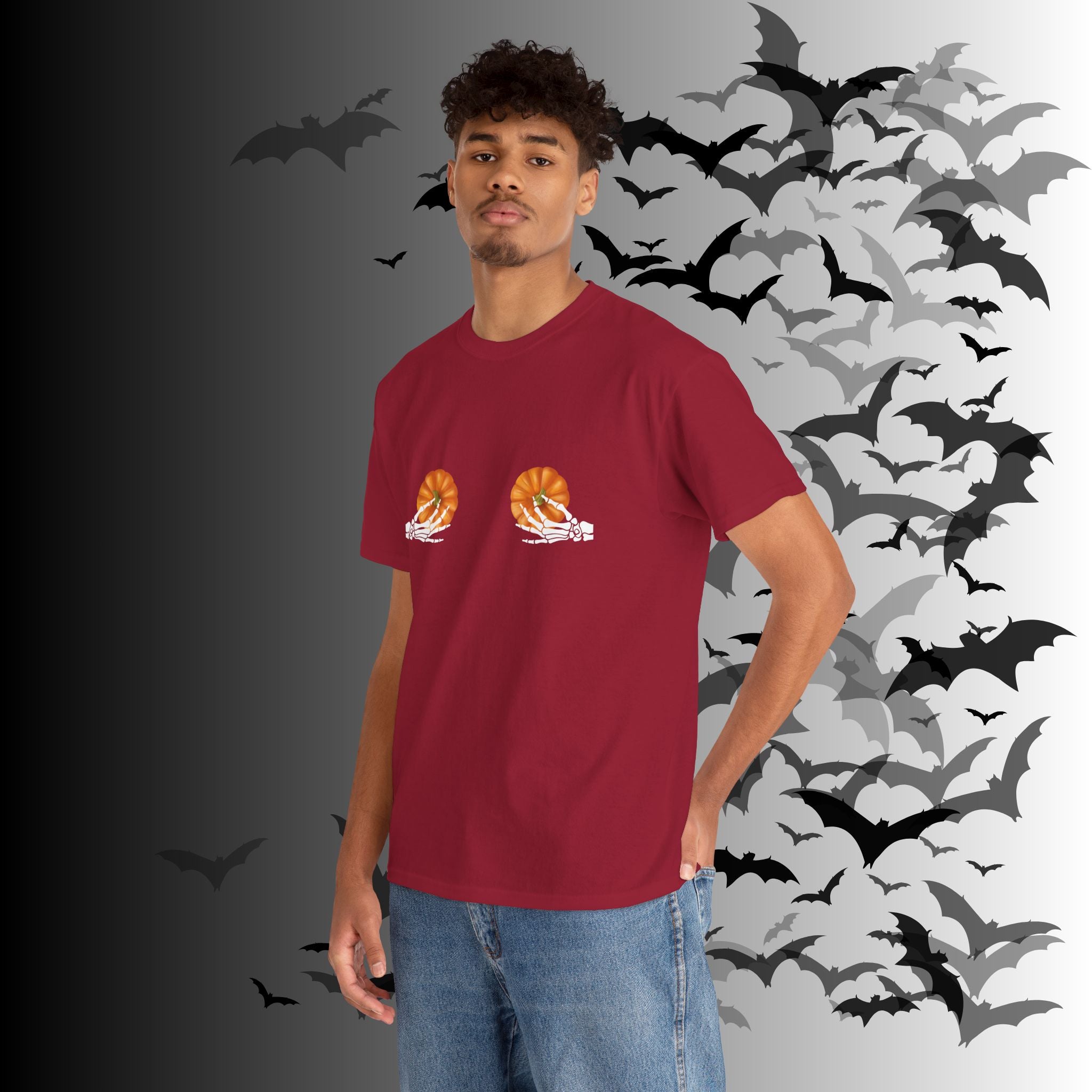 Skeleton Hands Pumpkin Halloween T-Shirt — Funny Spooky Season Tee