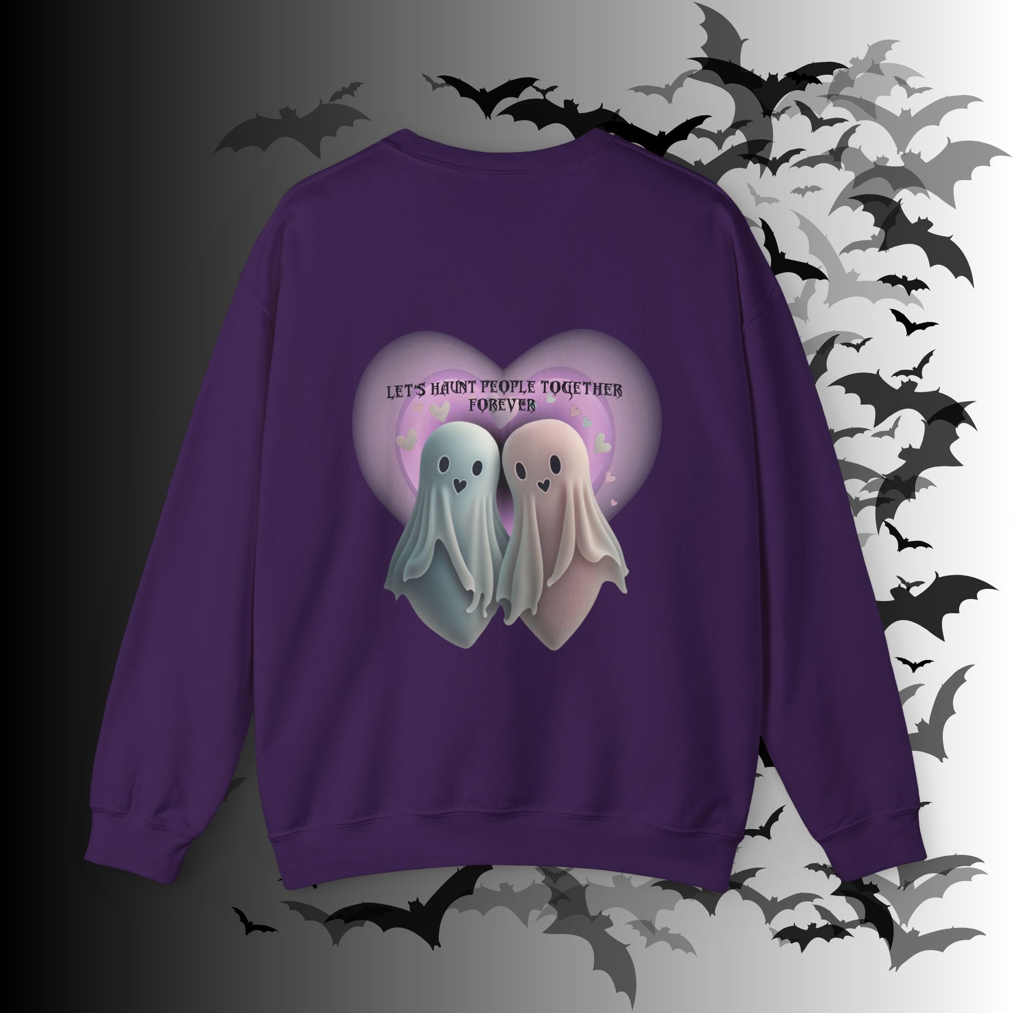 Let's Haunt People Together Forever Crewneck Sweatshirt — Gothic Valentine's Couples Ghost