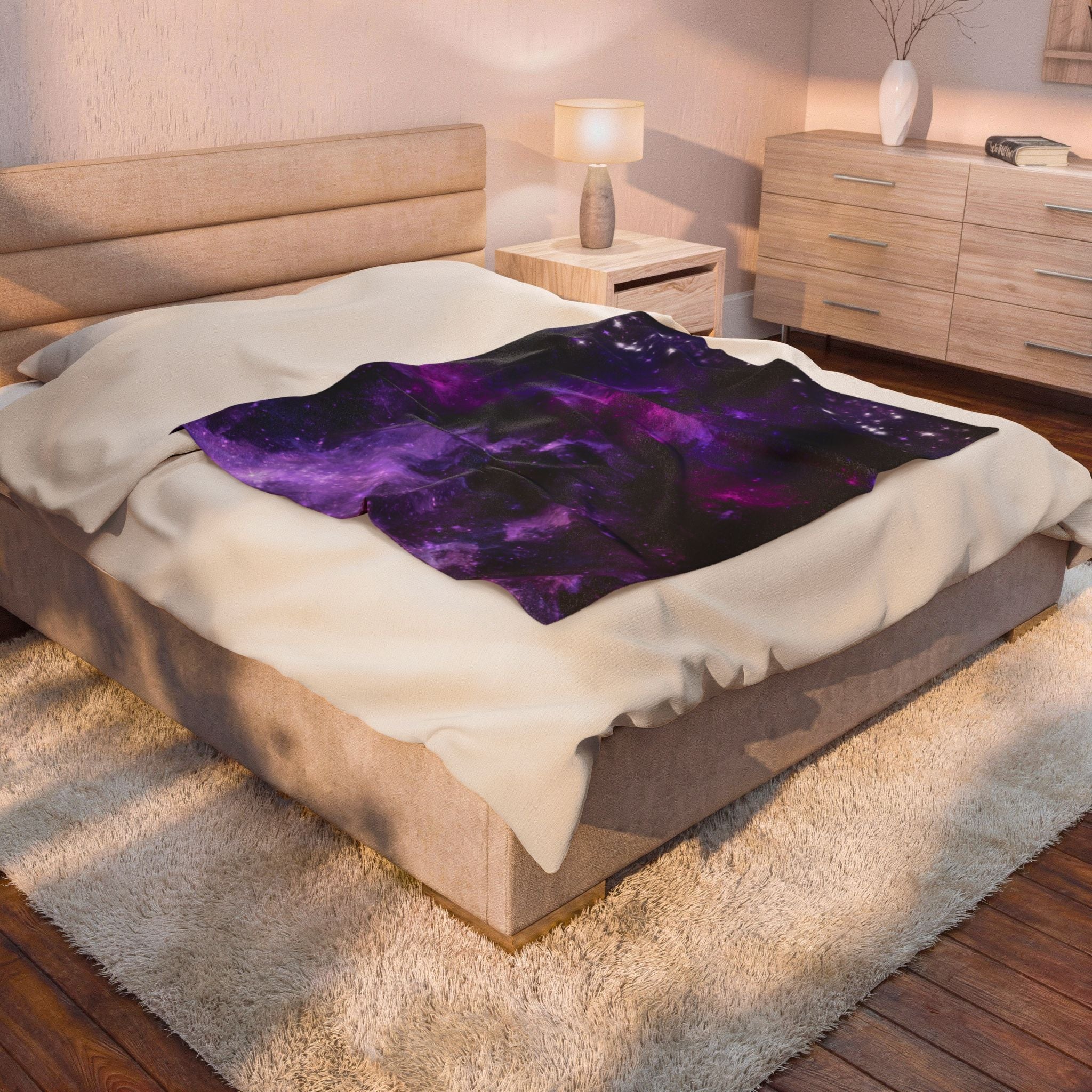 Pastel Goth Purple Galaxy Throw Blanket — Cosmic Nebula Home Decor