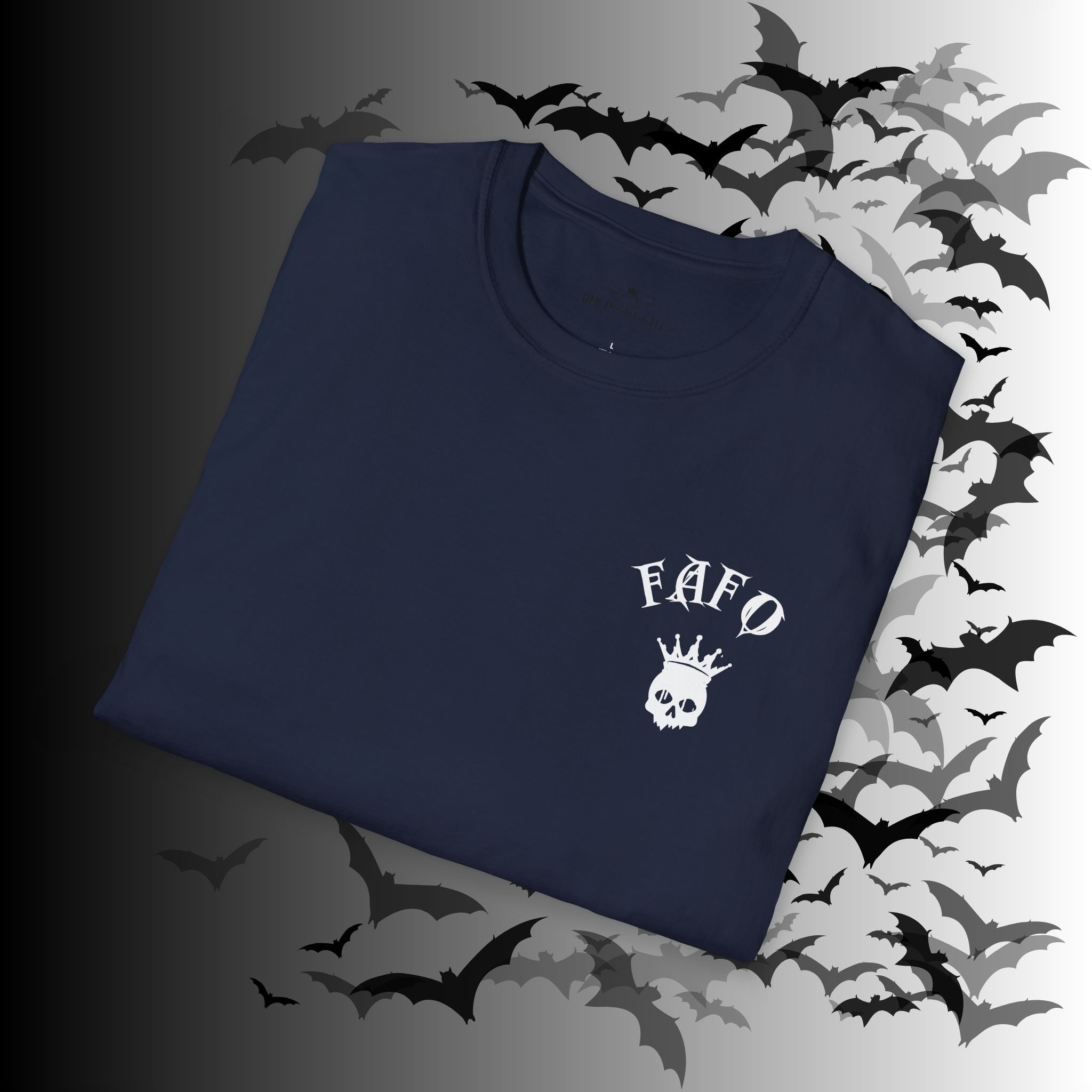 "FAFO" I Identify As A Threat T-Shirt — White Print Front & Back Gothic Tee