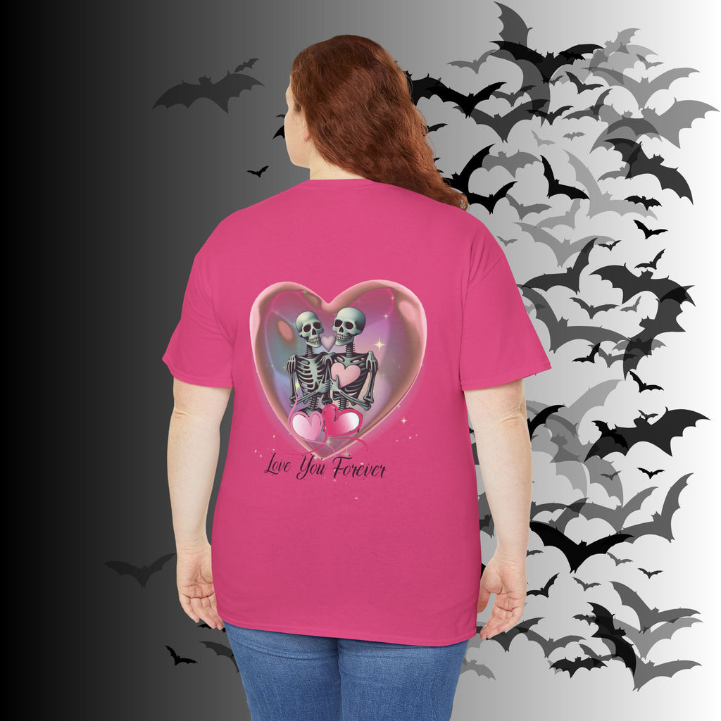 "Love You Forever" Gothic Skeleton Couples T-Shirt — Goth Valentine's Day Matching Tee