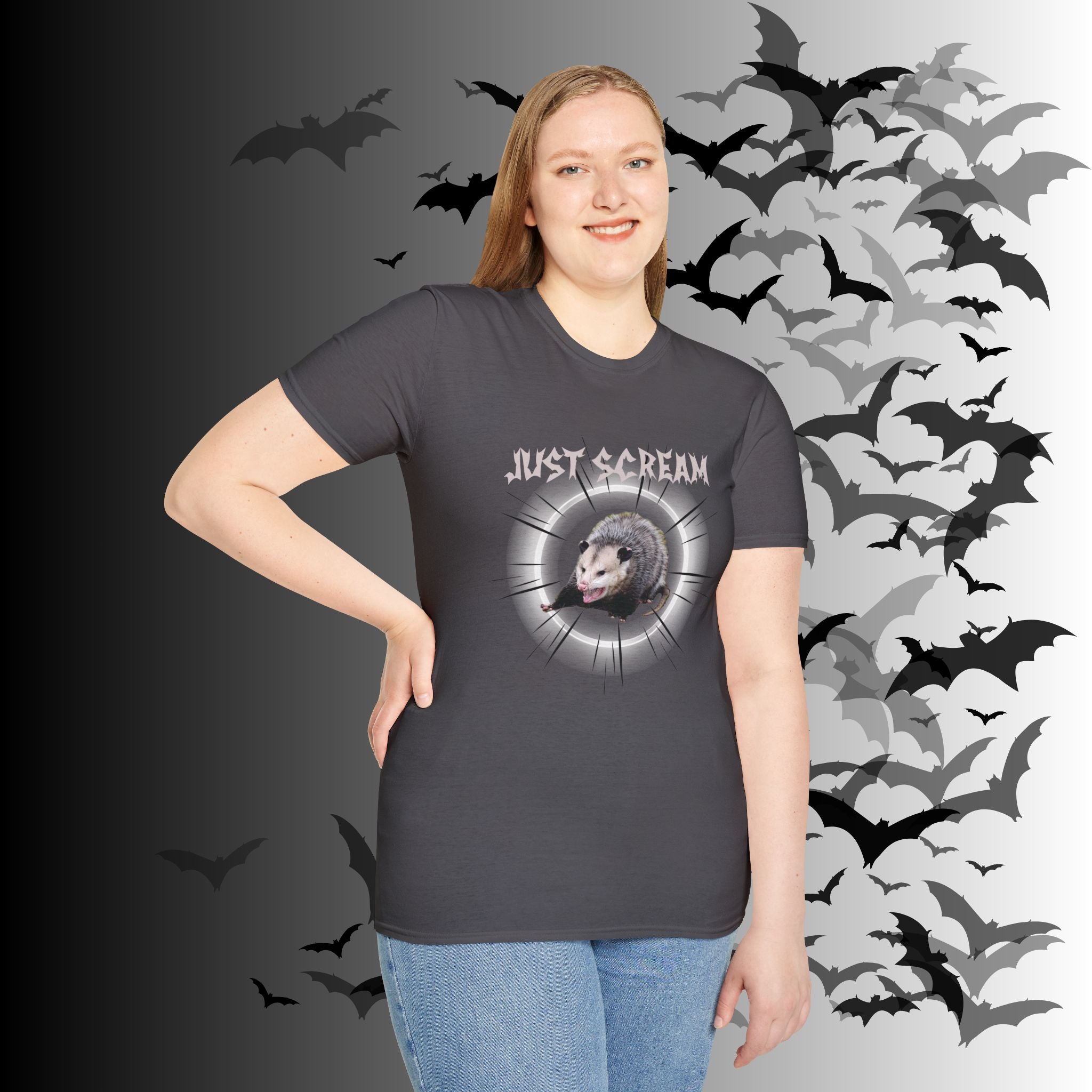 "Just Scream" Possum T-Shirt — Edgy Humor Gothic Tee