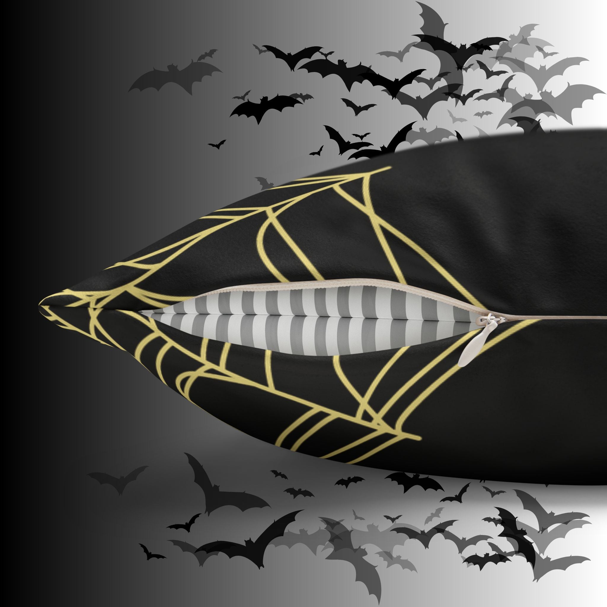 Gothic Moon Skull Throw Pillow — Celestial Dark Home Decor