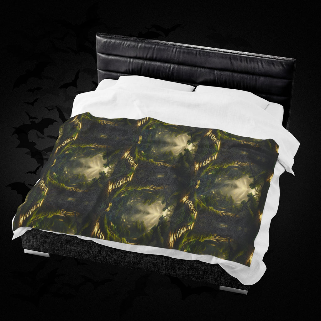 Mystical Forest Throw Blanket — Dark Cottagecore Woodland Home Decor