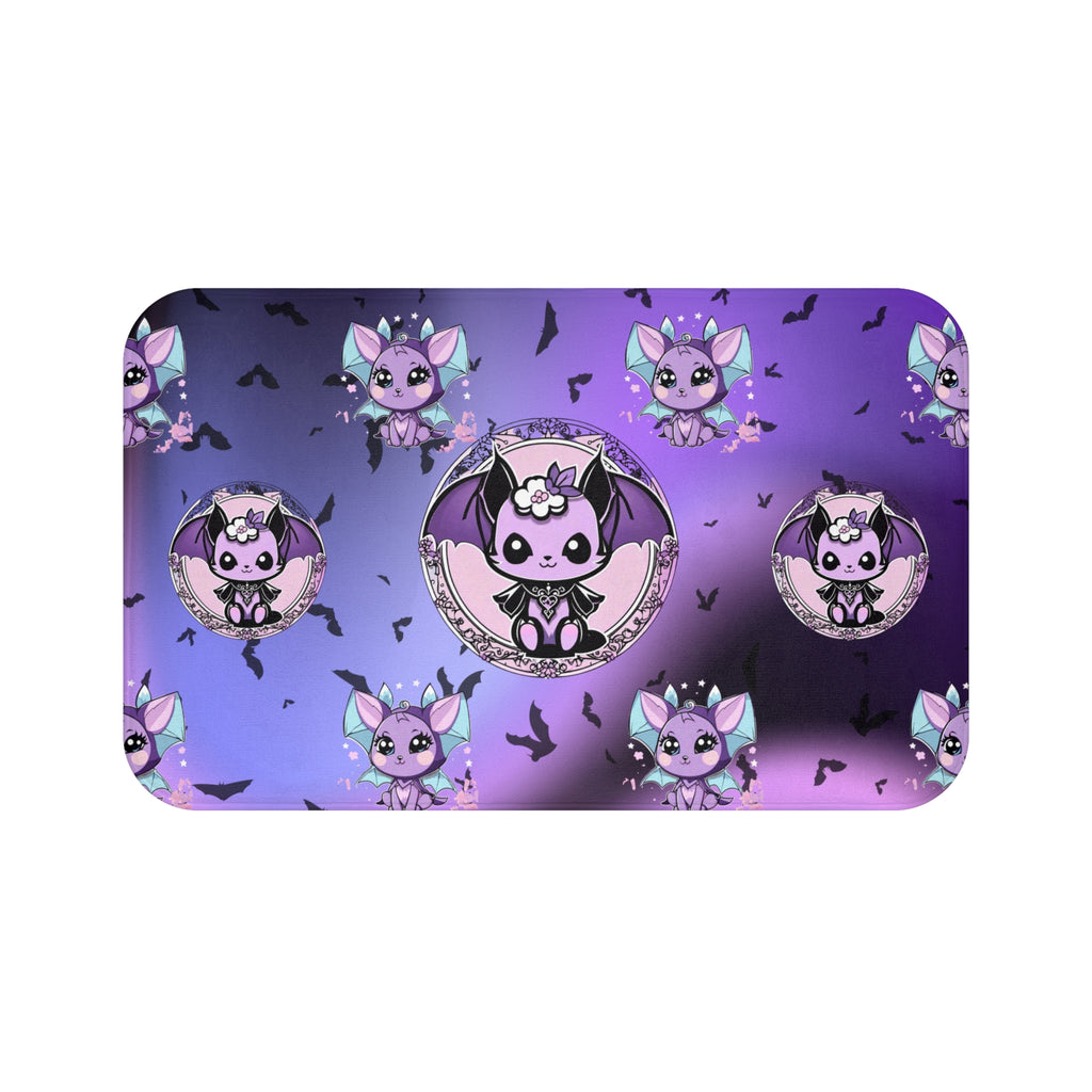 Pastel Goth Kawaii Bat Bath Mat — Purple Gothic Bathroom Decor