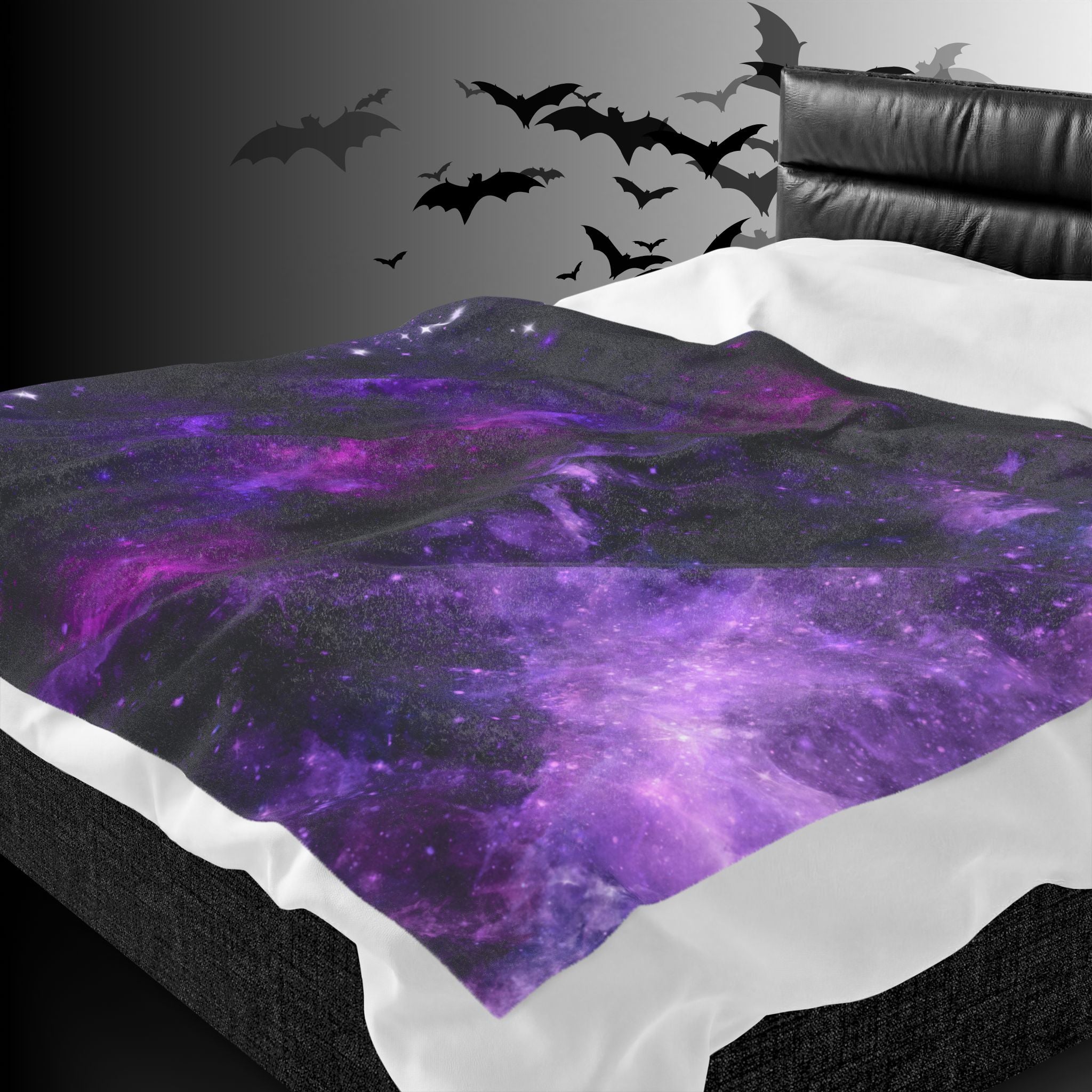 Pastel Goth Purple Galaxy Throw Blanket — Cosmic Nebula Home Decor