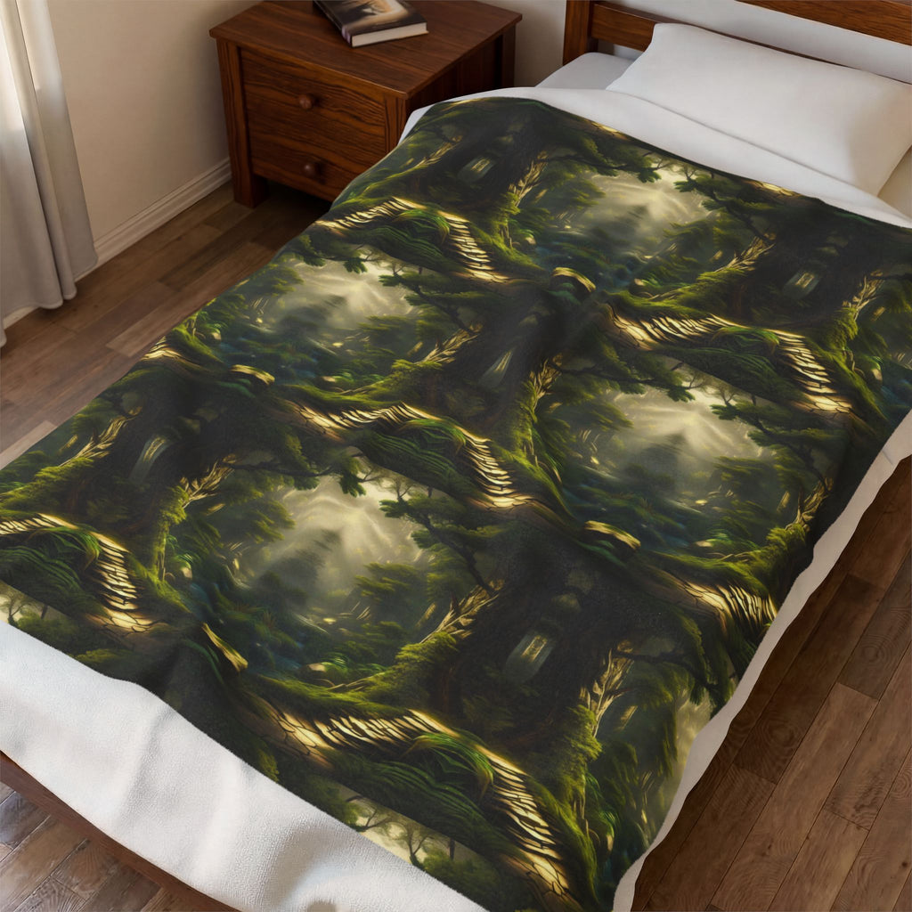 Mystical Forest Throw Blanket — Dark Cottagecore Woodland Home Decor