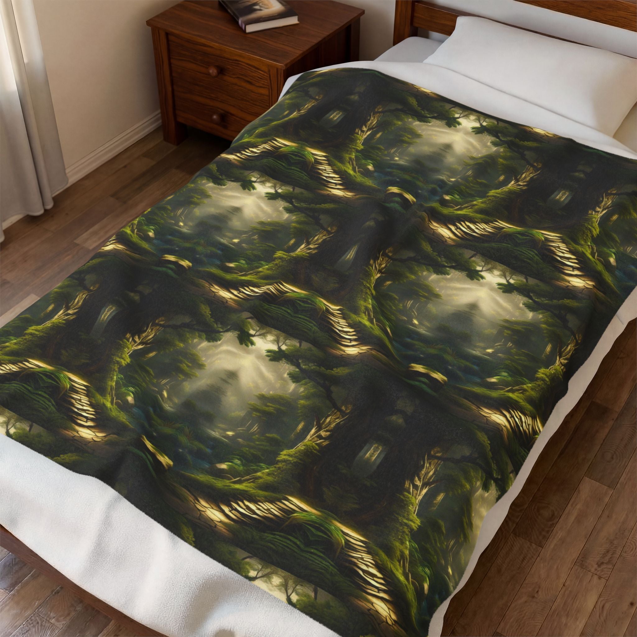 Mystical Forest Throw Blanket — Dark Cottagecore Woodland Home Decor