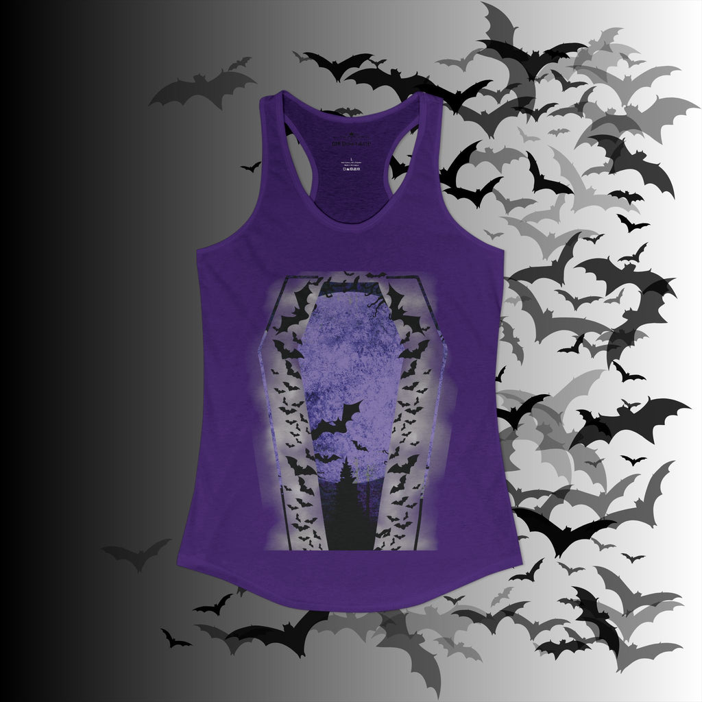 Gothic Coffin Bats Lunar Witch Tank Top — Racerback Sleeveless Top
