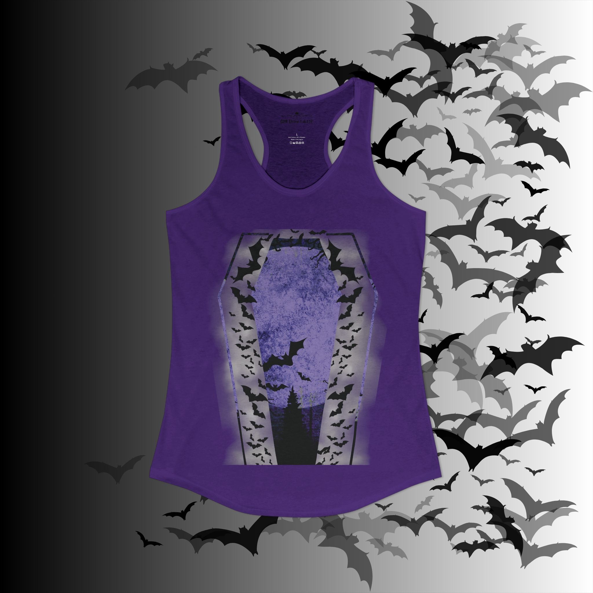 Gothic Coffin Bats Lunar Witch Tank Top — Racerback Sleeveless Top