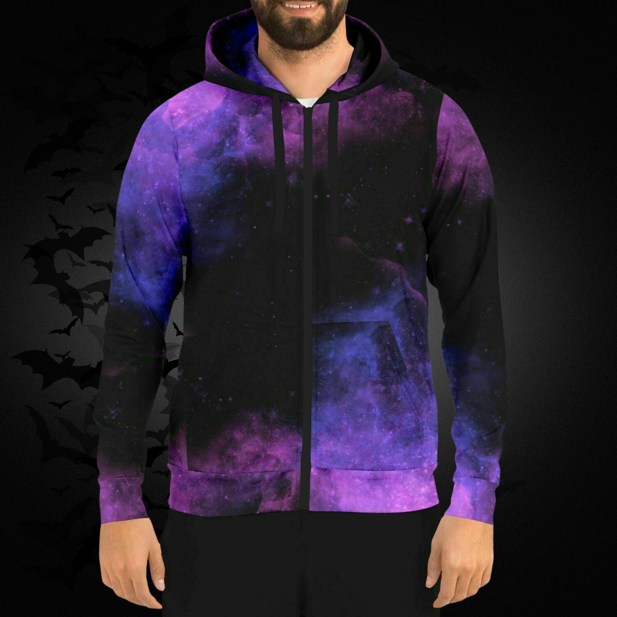 Purple Galaxy Nebula All Over Print Zip Hoodie
