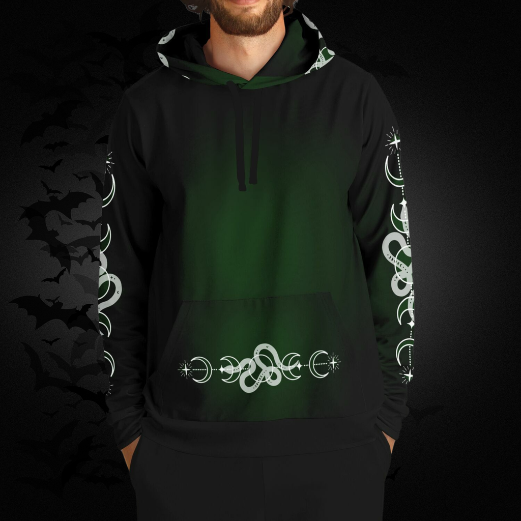 Celestial Serpent All Over Print Hoodie – Forest Green
