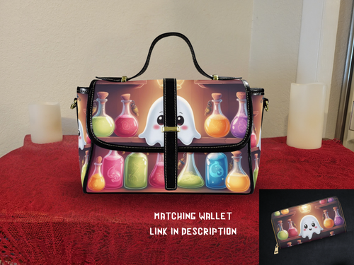 Apothecary ghost potion waterproof canvas crossbody satchel bag pastel goth
