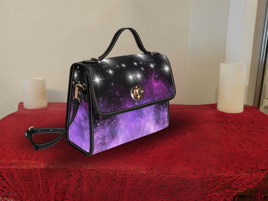 Purple Galaxy Handbag | Cosmic Nebula Waterproof Canvas Crossbody Purse