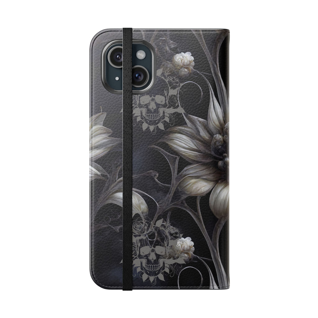Goth Botanical Flip Wallet Case for iPhone and Samsung Galaxy Phones