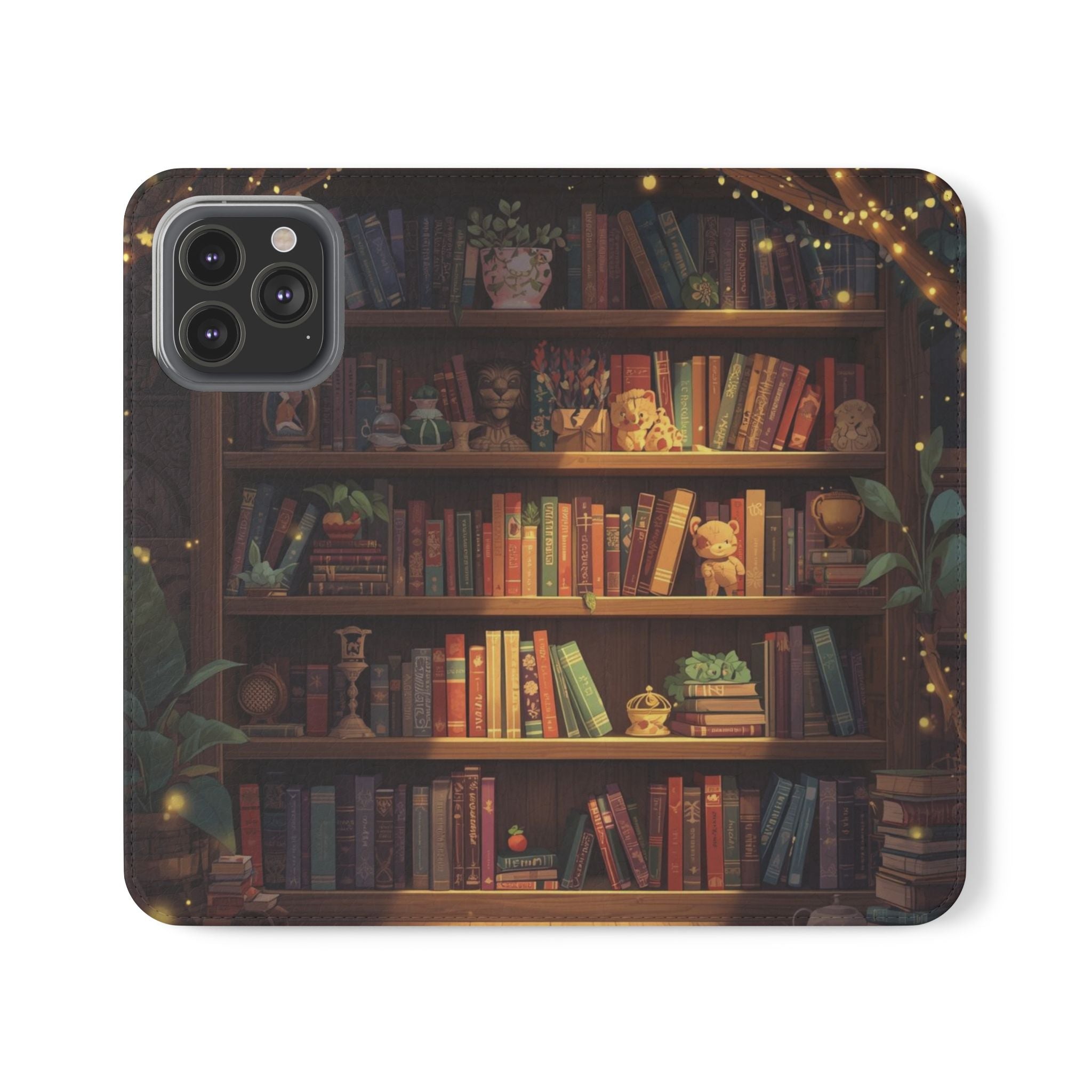 Whimsigoth Bookcase Wallet Flip Case - Romantasy Reader Phone Wallet - Book Pattern Flip Case - Bookish Phone Case