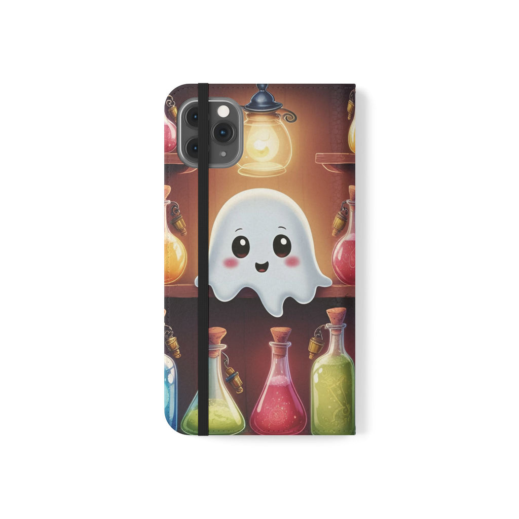 Apothecary Ghost Flip Wallet Case - Spooky Halloween Phone Case - Gothic Ghost Smartphone Case -  Ghost on a Shelf Wallet Case