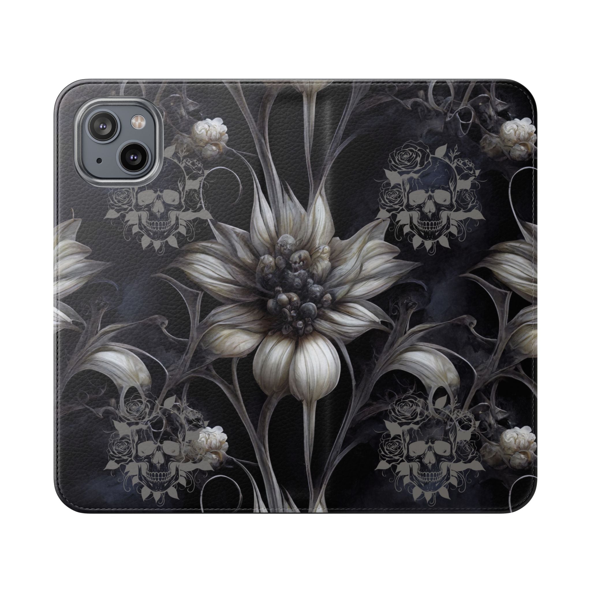 Goth Botanical Flip Wallet Case for iPhone and Samsung Galaxy Phones