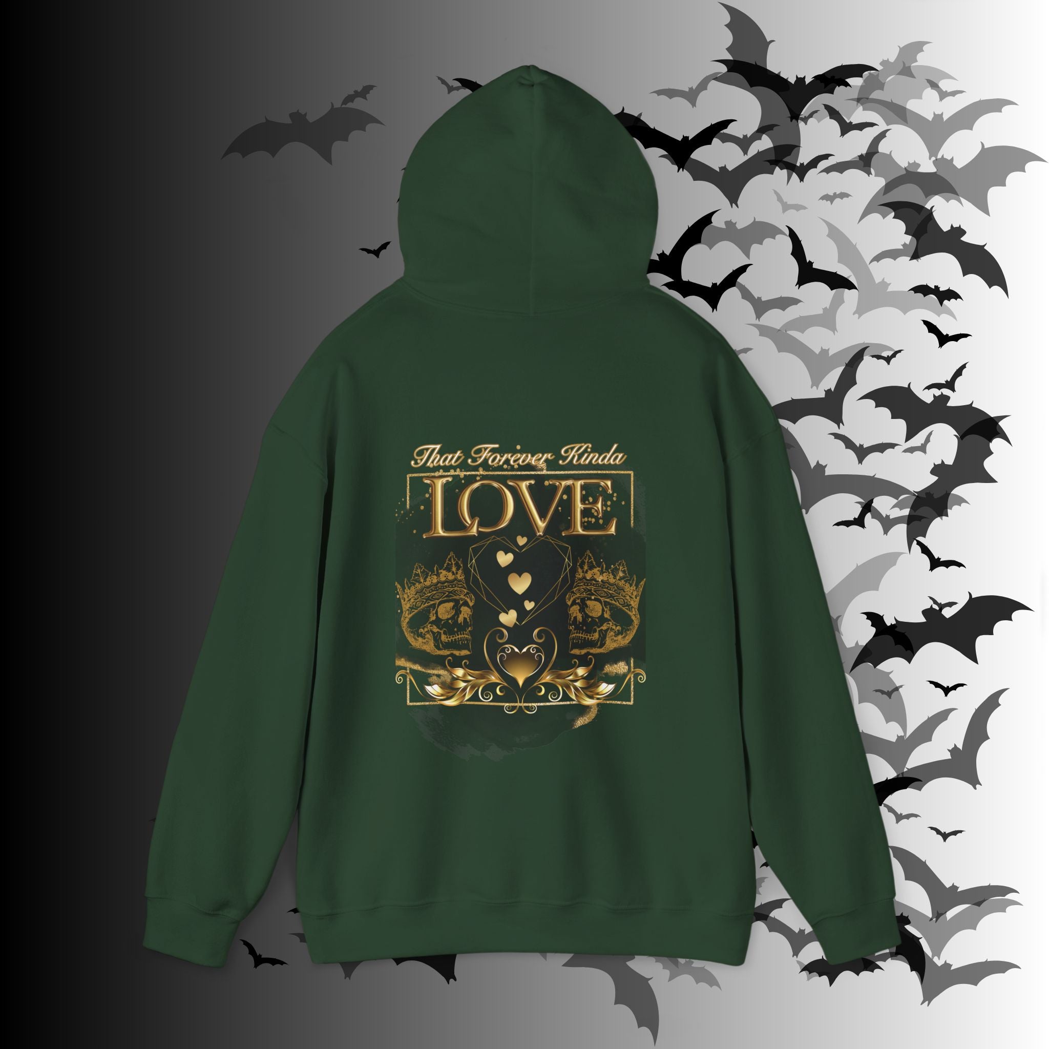 That Forever Kinda Love Hoodie — Gothic Gold Skull Couples Pullover