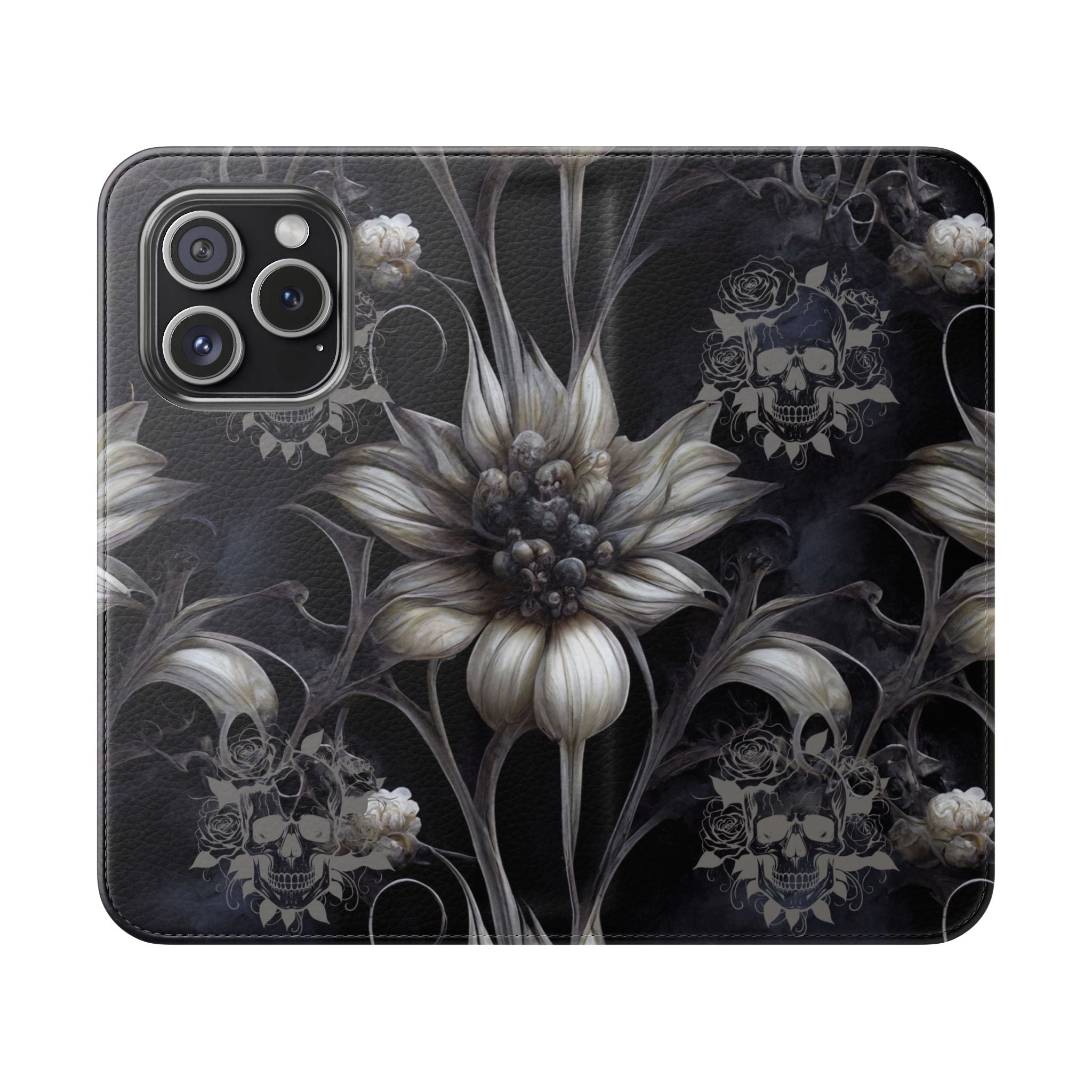 Goth Botanical Flip Wallet Case for iPhone and Samsung Galaxy Phones