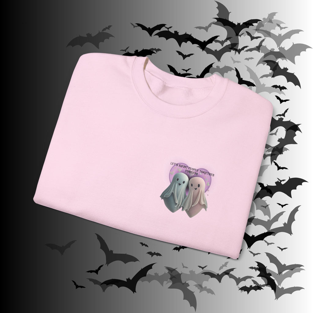 Let's Haunt People Together Forever Crewneck Sweatshirt — Gothic Valentine's Couples Ghost
