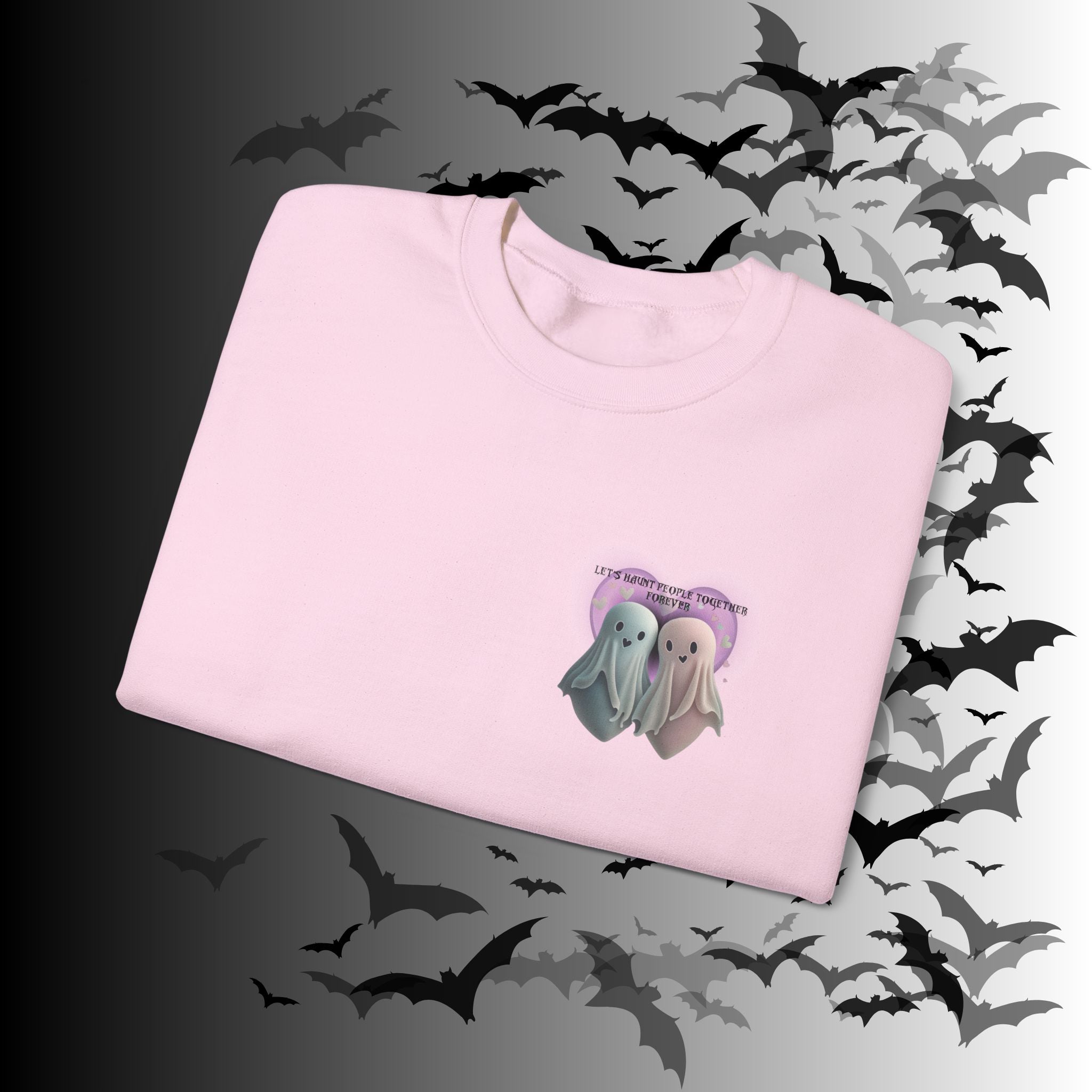 Let's Haunt People Together Forever Crewneck Sweatshirt — Gothic Valentine's Couples Ghost