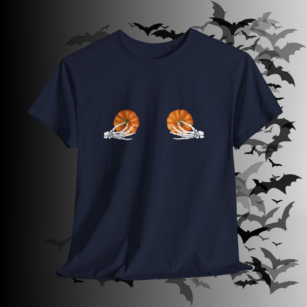 Skeleton Hands Pumpkin Halloween T-Shirt — Funny Spooky Season Tee