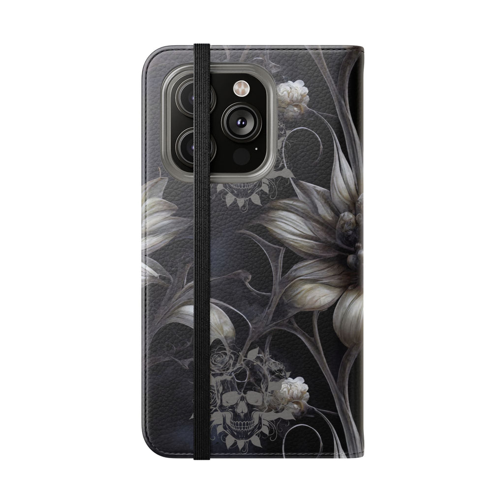 Goth Botanical Flip Wallet Case for iPhone and Samsung Galaxy Phones