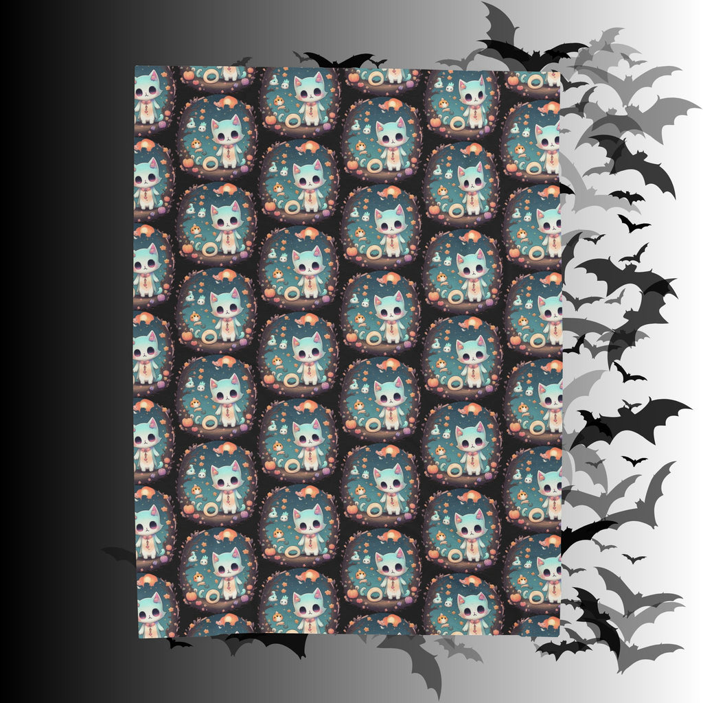Pastel Goth Cat Throw Blanket — Creepy Cute Kawaii Dark Home Decor