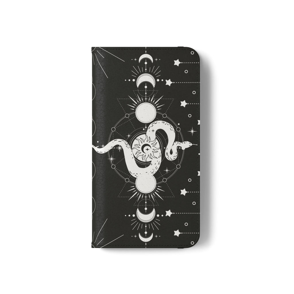 Gothic Style Celestial Snake Moon Phases Wallet Flip PhoneCase - Celestial Style Phone Case for iPhone and Samsung - Moon Phases Wallet Case