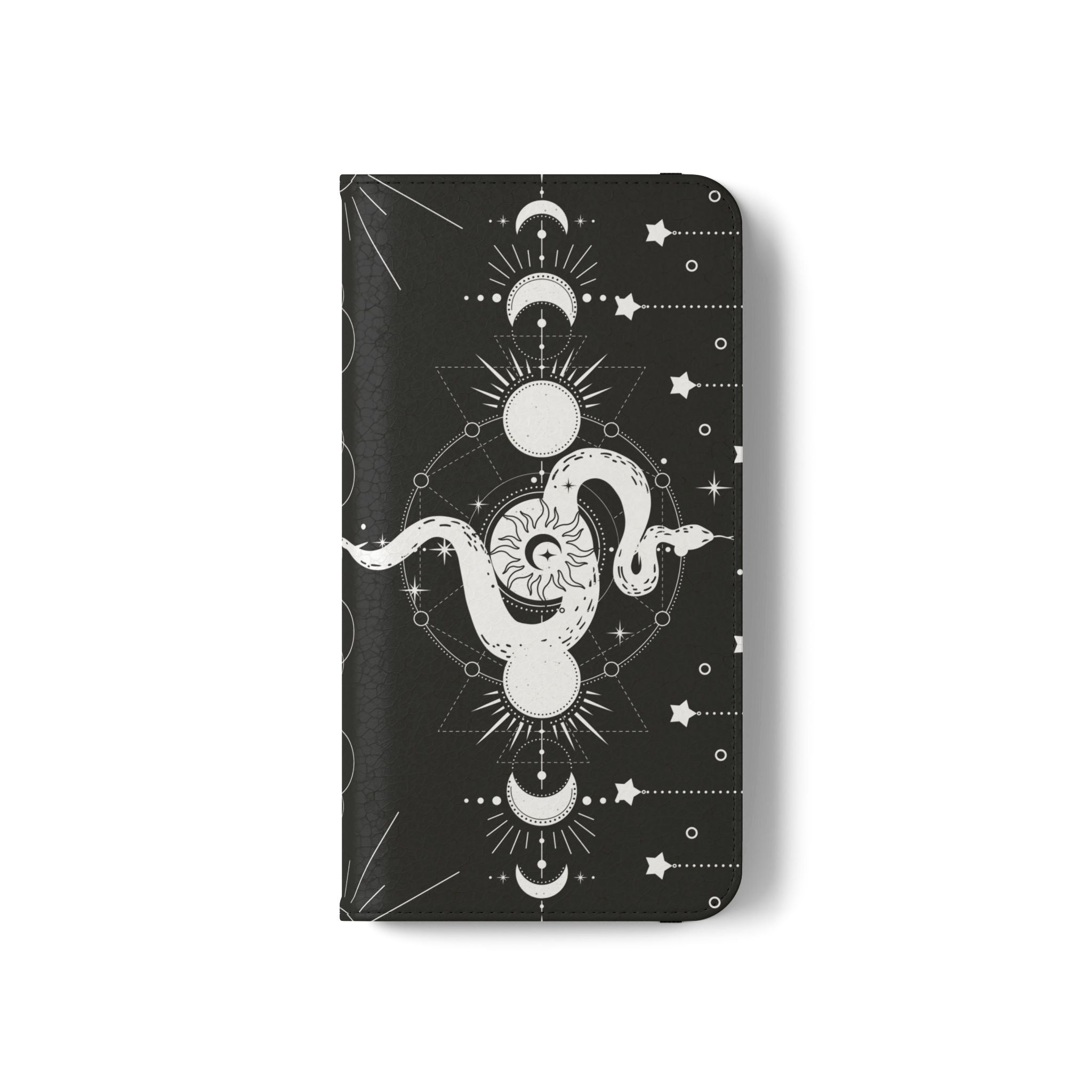Gothic Style Celestial Snake Moon Phases Wallet Flip PhoneCase - Celestial Style Phone Case for iPhone and Samsung - Moon Phases Wallet Case