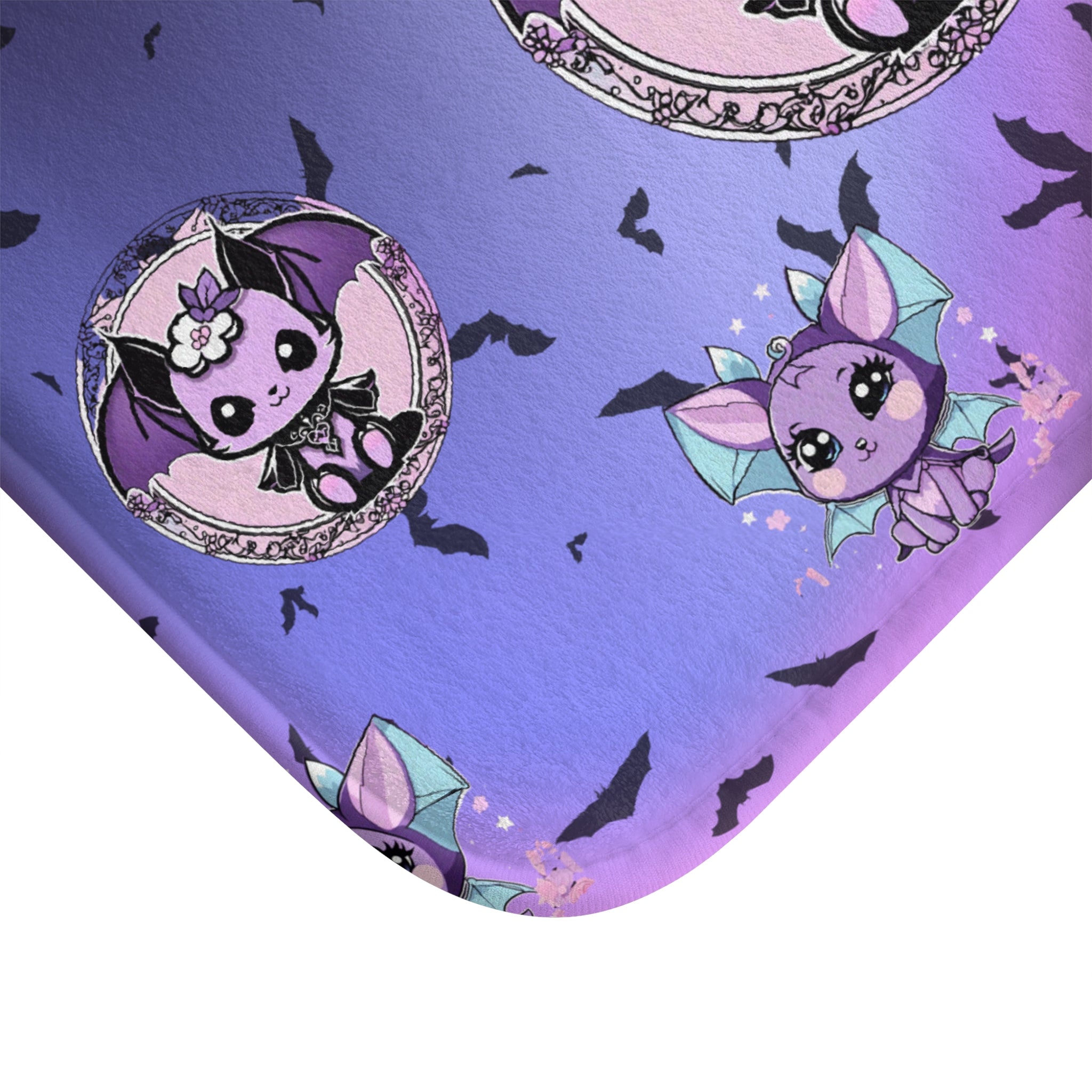 Pastel Goth Kawaii Bat Bath Mat — Purple Gothic Bathroom Decor