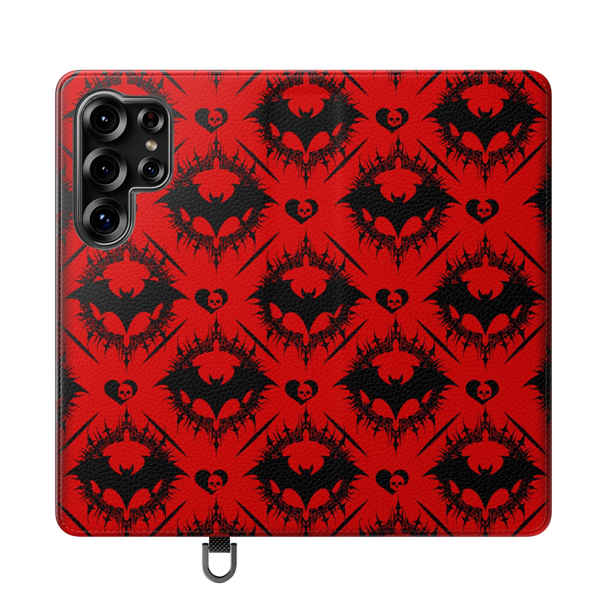 Gothic Bat Wallet Flip Case - Elegant Goth Phone Wallet - Bat Pattern Flip Case - Gothic Phone Case - Stylish Wallet Phone Case