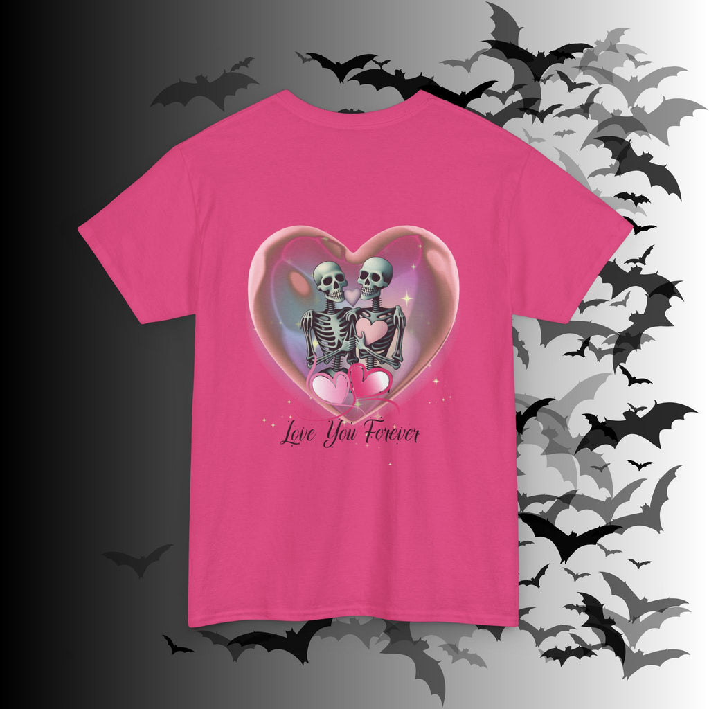 "Love You Forever" Gothic Skeleton Couples T-Shirt — Goth Valentine's Day Matching Tee