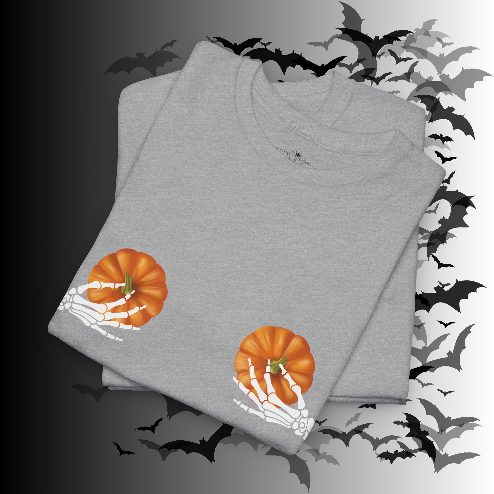 Skeleton Hands Pumpkin Halloween T-Shirt — Funny Spooky Season Tee