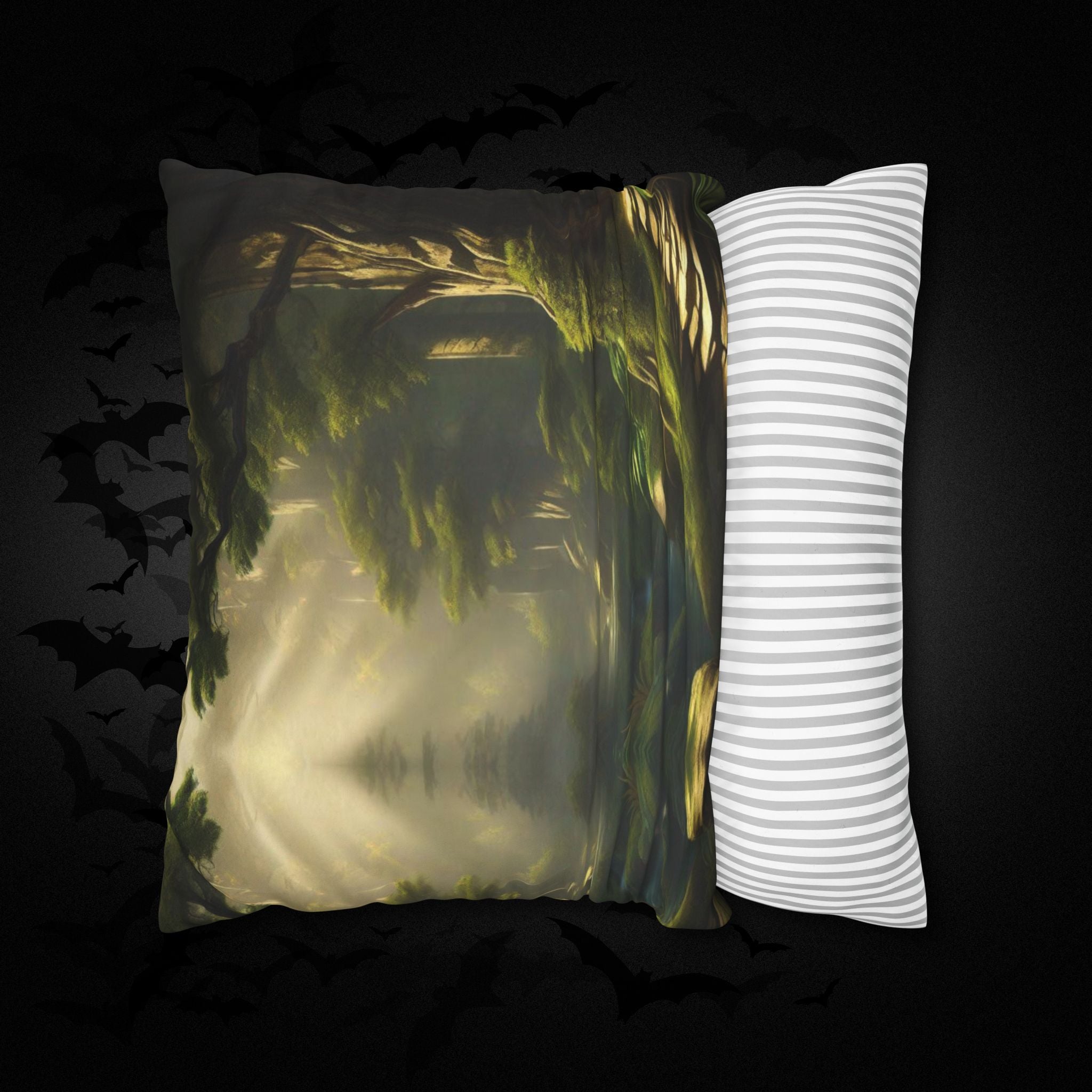 Mystical Forest Throw Pillow — Dark Cottagecore Woodland Home Decor