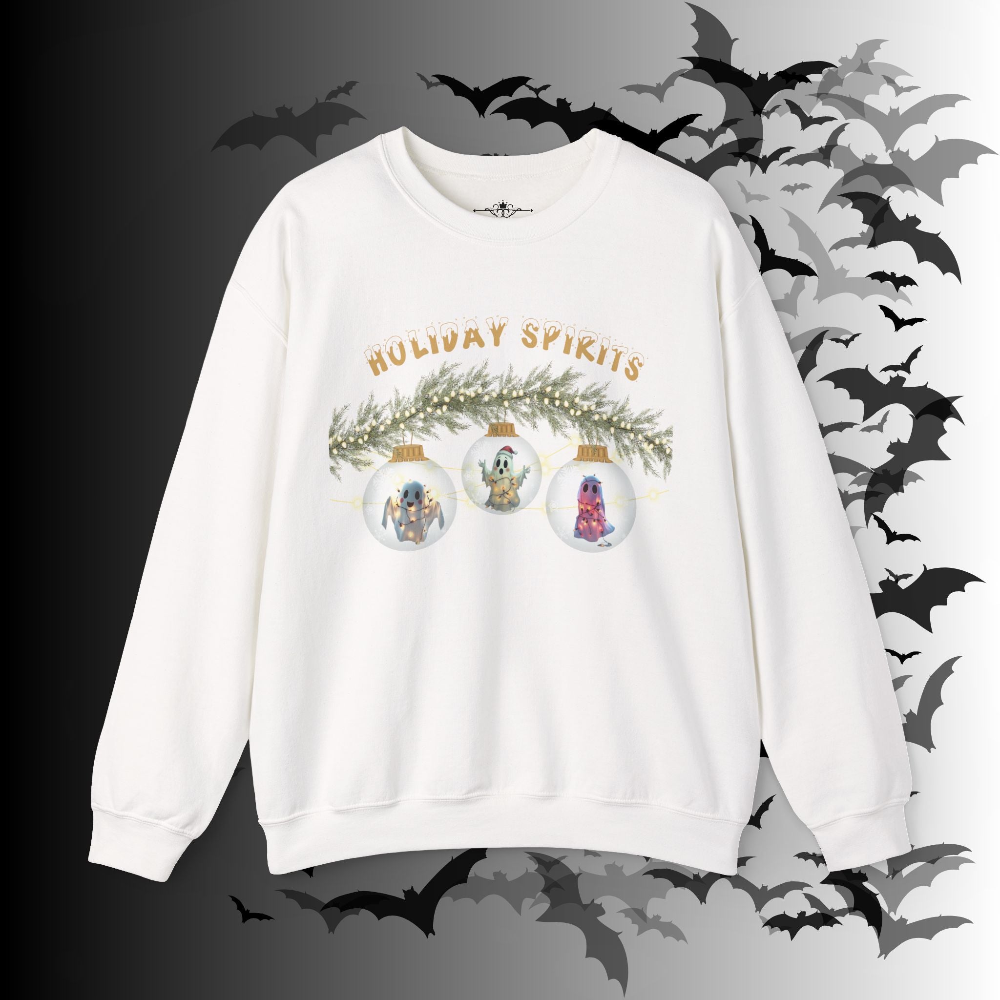 Holiday Spirits Crewneck Sweatshirt — Ghost Christmas Ornament Gothmas