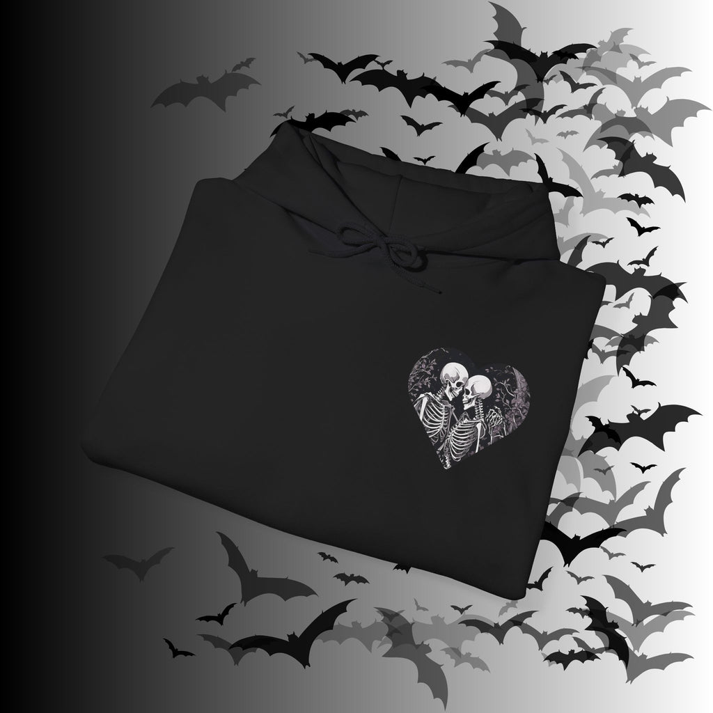 Gothic Skeleton "Forever Yours" Couples Hoodie — Dark Romance Front & Back Print