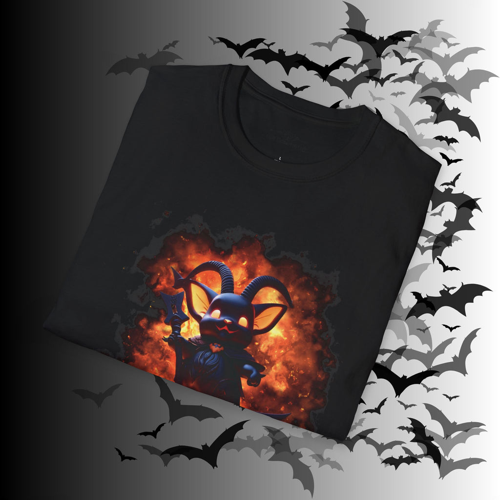 Whimsigoth Chibi Baphomet Fire T-Shirt — Gothic Occult Tee