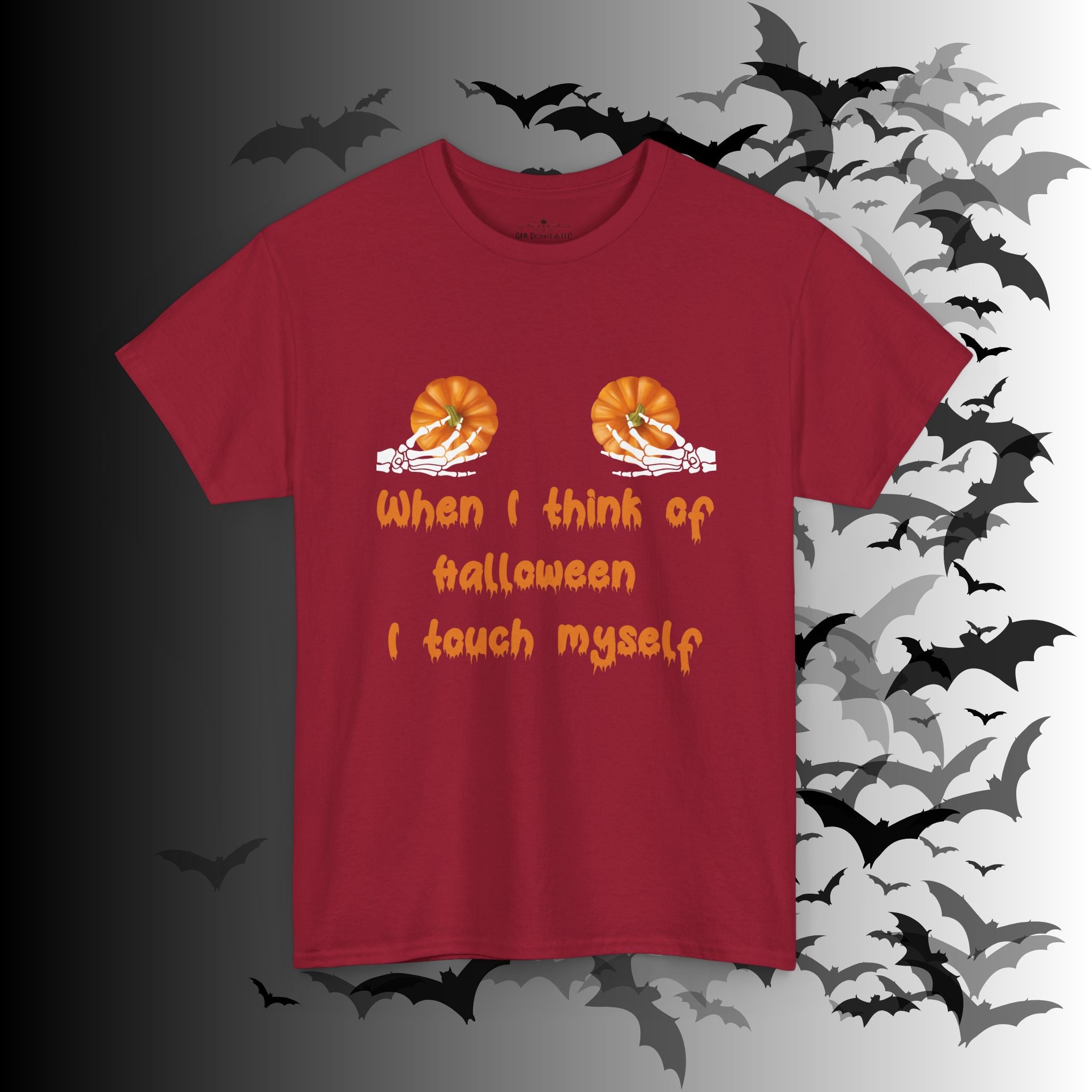 "When I Think of Halloween I Touch Myself" Pumpkin T-Shirt — Funny Halloween Tee