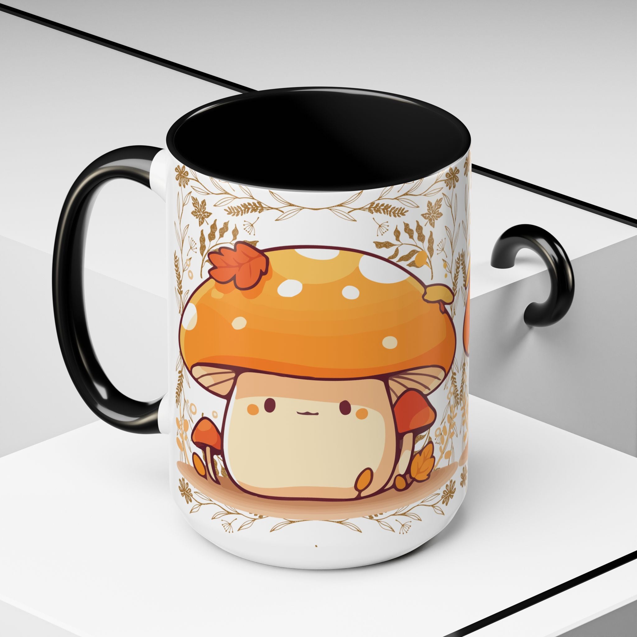 Autumn Mushroom Cute Coffee Mug — Fall Kawaii Accent Mug (11/15oz)